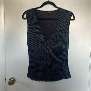 Willi Smith tank. Twist front. Sheer with liner. Polka dots. Large. Like new